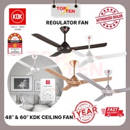 KDK K15V0 Ceiling Fan 60" / 48" K12V0 Regulator Type Fan White Brown Colour 3 Blade 5 Speed Living Kitchen Restaurant Kipas Siling Junior Fan