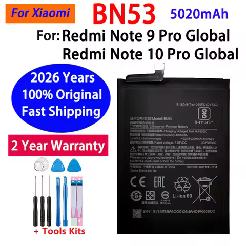 2026 Years 100% Original 5020mAh BN53 Battery For Xiaomi Redmi note 10 Pro global/Redmi note 9 Pro g