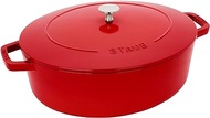 STAUB Specialty Shaped Cast Iron 6.25-qt Shallow Oval Dutch Oven-Cherry