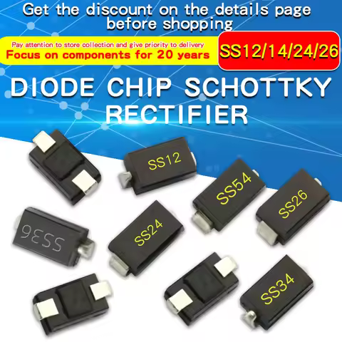 20PCS SMD Schottky Diode SS12 SMA SS14 1N5819 SS24 SB240 SS26 SR260 SS54 1N5824 SS34 1N5822 SR360 SS