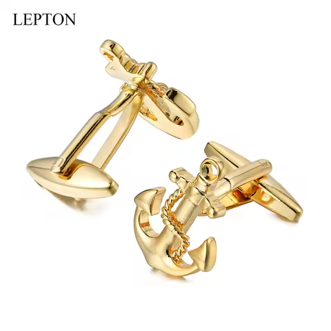 Lepton Hot Sale Anchor Cufflinks For Men Shirt Business Wedding Classic Nautical Anchor USN Navy Cuf