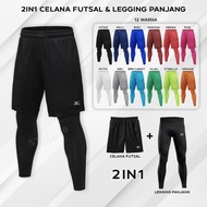 2IN1 SET OF BASELAYER PANTS, LONG LEGGINGS, SPORTS SHORTS FOR MEN AND WOMEN