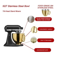 -Tech-5 QT Stainless Steel Mixer Bowl for Artisan&Classic 4.5-5QT Tilt- Mixers K45 KSM70 KSM150