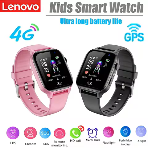 Lenovo Kids 4G Smart Watch WIFI SOS GPS Location Video Call Sim Card Camera With Light Touch-screen 