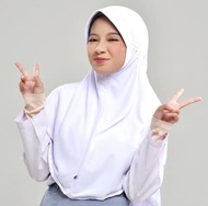 Kerudung Sekolah Instan Hemy Bahan Polyester bergo serut model hemy pita atas //Jilbab sekolah //hij