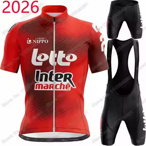 2026 Team Lotto Cycling Jersey Set Belgium Cycling Clothing Men's Short Sleeve Kit Road Bike Shirts 