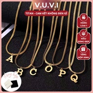 [GIVE BOX] Titanium Necklace with Gold Plated Letters Flat Chain Fashion Exquisite Luxurious High Qu