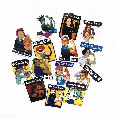 14pcs Retro Vintage We Can Do It Rosie The Riveter Poster Stickers for Mobile Phone Laptop Luggage S