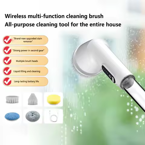 Electric Cleaning Brush Spin Scrubber Cordless Clean Brush 6 in 1 Waterproof Power Scrubber Floor Ba