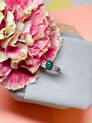 S925純銀黑色歐泊及鋯石戒指