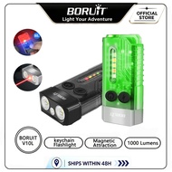 BORUiT V10L 1000LM LED Keychain Flashlight Red Dot Alignment Type-C Rechargeable Torch with Magnet B