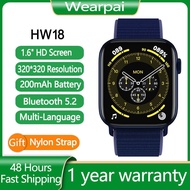 ZZOOI Wearpai Original HW18 Smartwatch Smart Watch men 1.6 Inch Men Heart Rate Monitor pk P8 plus IWO 13 W46 HW22 Pro for Android IOS