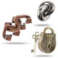 3 Pieces Brain Teaser Puzzles,Metal Cast Puzzle Game Toys，3D Highly Difficult Adult Puzzles，IQ Educa