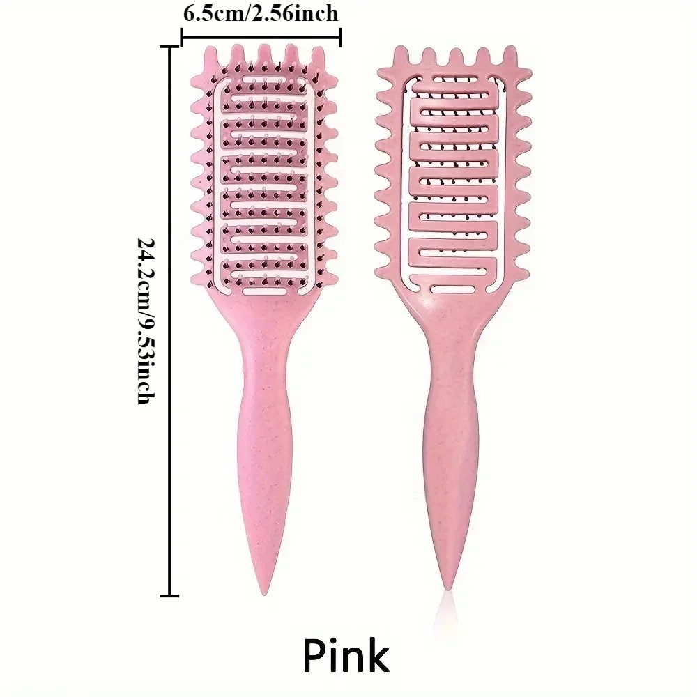 Pink Curly Hair Brush Hollow Out Curl Define Styling Brush Beard Comb Styling Detangling Brush Multi