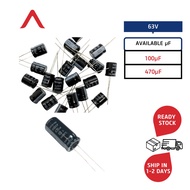 Electrolytic Capacitor (E-Cap): 63V (470μF / 100μF)