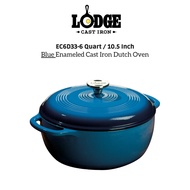 EC6D33 - Lodge 6 Quart / 10.5"/ Blue Enameled Cast Iron Dutch Oven Enamel Pot