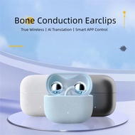Clip-On Bluetooth 5.4 AI Translation Earbuds Bone Conduction IPX4 Waterproof Sports Noise Cancellati