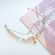 1KM溫柔治癒系•雙色摩根石粉晶柱手鍊
