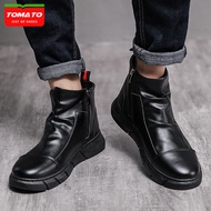 TOMATO【Ready Stok】 New Eager Men's Boots Genuine Leather Oxford Dress Shoes Male British Chelsea Shoe Mens Winter Business Point Footwear Vintage Personality British Martin Boots