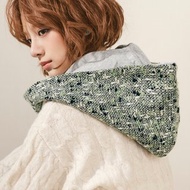 【 聖誕禮物 】AMBER 系列 - 琥光* 綠色 混織毛料 圍巾 連帽圍巾