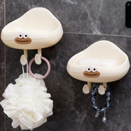 2 IN 1 Punch-free Cute Cloud Shaped Soap Box Hooks Wall-mounted Cartoon Sponge Storage Rack Creative