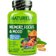 NATURELO Whole Food Brain Supplement - Brain Health Supplements for Memory & Focus Support - Enhance