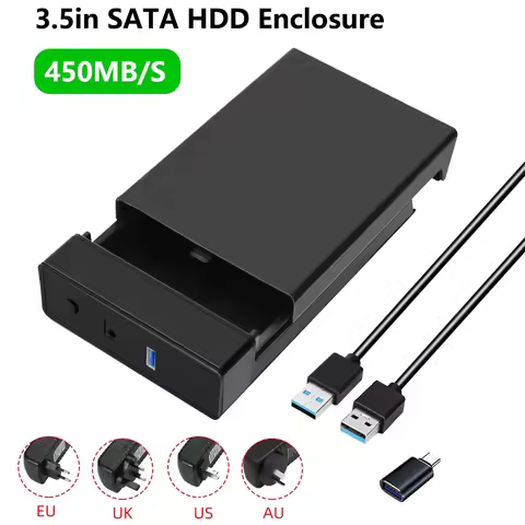 Hard Disk Enclosure External HDD Case for SATA 2.5 3. 5 Inch SSD Hard Drive Box Up To 18TB USB 3.0 H