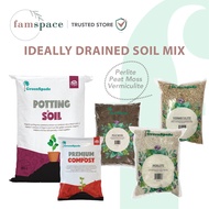 [Bundle Pack] Famspace - Ideally Drainage Soil Mix - Soil 40L, Compost 5L, Perlite 5L, Peat Moss 5L,