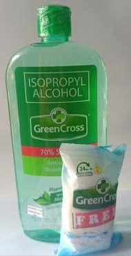 GREENCROSS Isopropyl Alcohol 70% Solution Antiseptic Disinfectant 500ml FREE GREEN CROSS SOAP