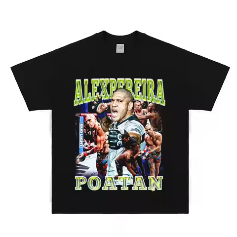 Alex Pereira "Poatan" Graphic T-Shirt Premium Cotton Short Sleeve Loose Crew Neck Retro Combat Sport