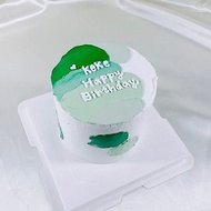 綠色色塊 生日蛋糕 客製化 造型 卡通 手繪 滿周歲 4 6 8吋 宅配