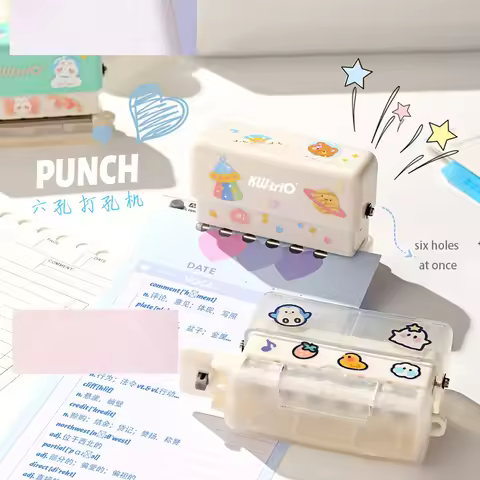 6 Hole Punch, Loose Leaf Paper Puncher for A4/A5/B5 Size, Portable Handheld Circle Punch Paper Punch