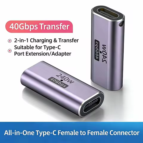 NNBILI USB C Female to Female Adapter with PD 240W 40Gbps 8K 60hz Video Compatible for Thunderbolt 4