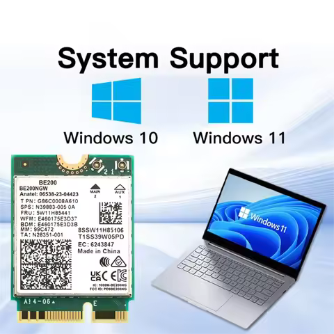 SCLS WiFi 7 for BE200 Wireless Network Card BT5.4 Wifi Card BE200NGW 2.4/5/6GHz 5.8 Gbps M.2 Adapter