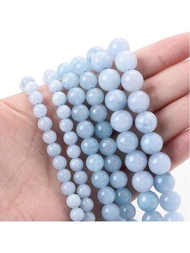 天然石頭珠子,海藍寶石熔岩蛋白石石英虎眼月光石圓珠,用於首飾製作diy手鍊飾品