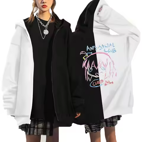 Bocchi The Rock Printing Zipper Hoodie Men Women Casual Personality Hooded Jacket Zip Up Hoodies Swe