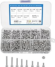 Metric Bolt Assortment Kit, 480pcs Hex Socket Head Cap Screws Bolts and Nuts Set, Stainless Steel Machine Screws Nuts and Bolts Kit - M3x(6/8/10/12/14/16/18/20) mm