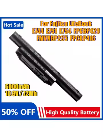 72Wh/6000mAh Laptop Battery for Fujitsu LifeBook E744 E751 E754 FPCBP429 FMVNBP235 FPCBP416 Replacem