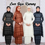 Lace Baju Kurung Hitam Baju Jubah Baju Raya 2024 Muslimah Plain Plus Size Embroidery Kedah/Nikah Bridesmaid Kurung