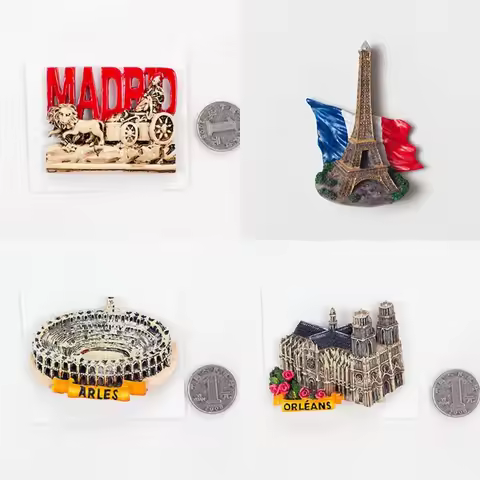 3D France Madrid Souvenir Fridge Sticker, World Tourism Scenery, Travel Souvenir, Magnetic Sticker, 