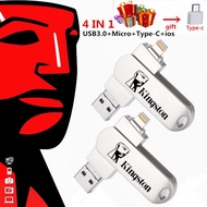 Otg usb 3.0 flash drive for iP/ho/ne/Android/Type-C/PC 4-in-1 2tb 1tb 128gb 64gb 32gb memory stick p
