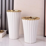 HITAM PUTIH Cosmo Vase Gold Ceramic Flower Vase Black White Gold Beautiful High Line