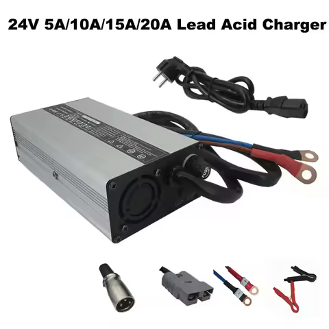 24V 5A 10A 15A Lead Acid Battery Charger 24 Volt 28.8V 20A RV Fast Charger XLR Copper Nose Clip Conn