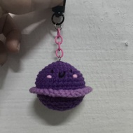 Planet crochet keychain
