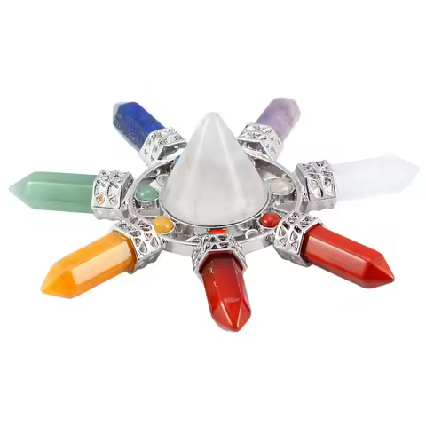 Amethyst Crystal Quartz Gemstone Cone Spiral Pendulum Energy Generator Healing 7 Chakra Spiritual Me