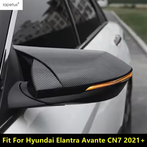 Side Rearview Mirror Shell Cap Protection Cover Trim For Hyundai Elantra Avante CN7 2021 - 2023 Blac