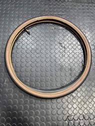 COMPASS Tire 20x1 3/8 37-451 Brown Tan Wall + Inner Tube AV Valve 451 Folding Bike Tyre P1160-03