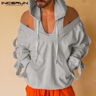 ▨☜❧ (Western Style) INCERUN Mens Long Sleeve T Shirt Hollow Out Hoodies Punk Hippy Casual Tops Holiday Hoody