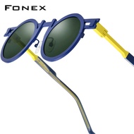 FONEX Titanium Sunglasses Women 2025 New in Trendy Fashion Brand Design Vintage Retro Round Polarize