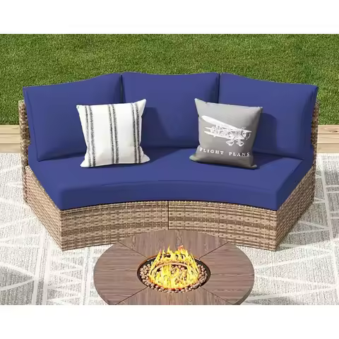 3-Piece Wicker Patio Furniture Set, Waterproof Half-Moon Sectional Sofa with Cushions, Ideal for Out